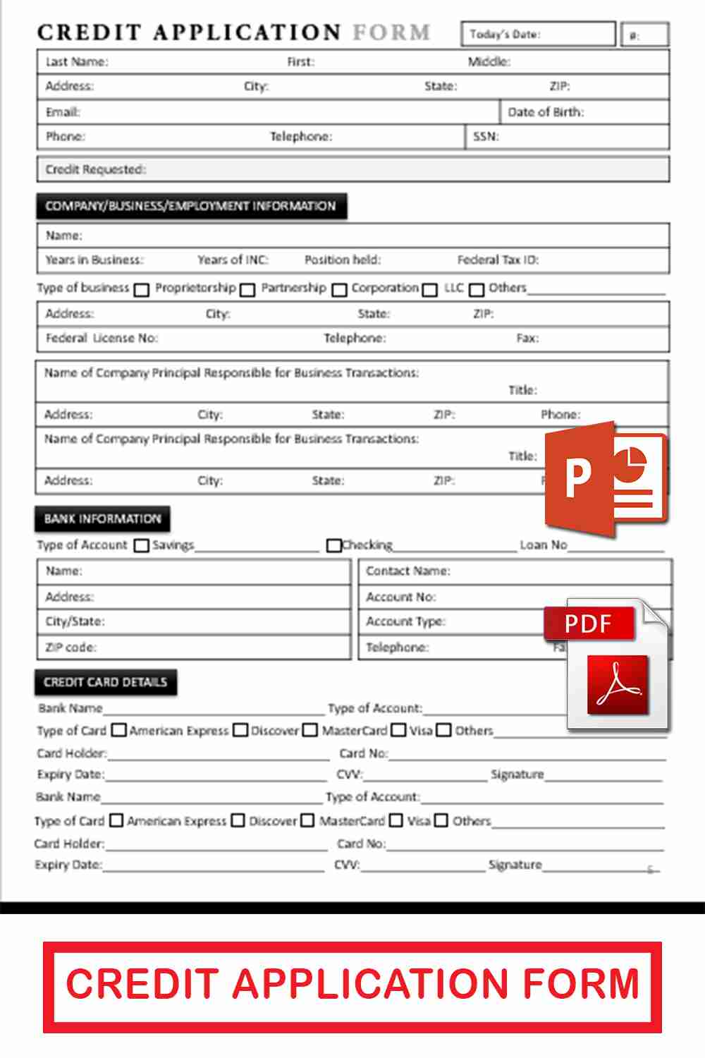 Business Credit Application Form Template